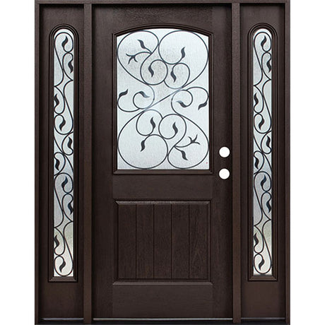 1/2 Lite Iron Fiberglass Door Collection Exterior Doors JIANGXI FANGDA TECH CO.,LTD 36 x 80 Dark Walnut Single with 2 Sidelites / Left Hand Inswing