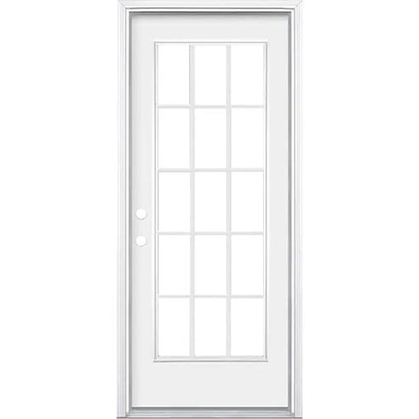15 Lite Low E Fiberglass Door Collection Exterior Doors JIANGXI FANGDA TECH CO.,LTD 32 x 80 White Single Pre-Hung / Right Hand Inswing