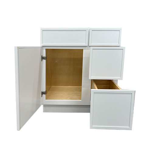 Prior Creek 30" Edgeline Shaker Right Drawer Vanity in White Prior Creek