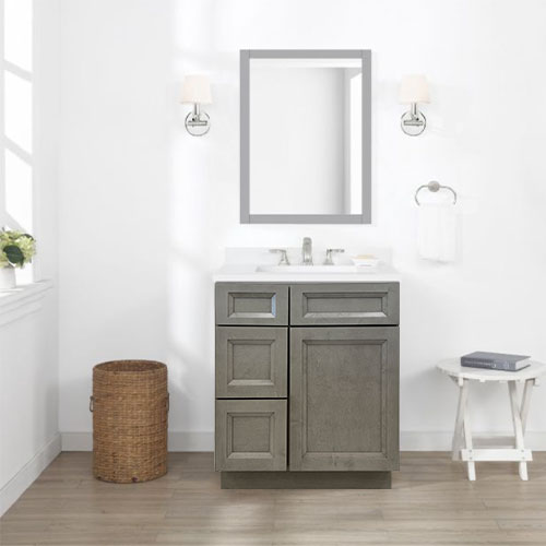 Prior Creek 30" Shaker Left Drawer Vanity in Mist Prior Creek