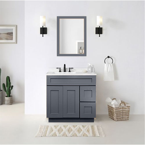 Prior Creek Kinzie 36" Shaker Vanity 36" Vanity KitchenCrest Cabinets Navy Blue