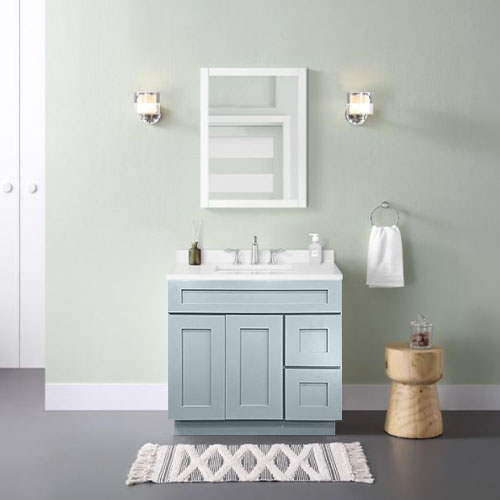 Prior Creek Kinzie 36" Shaker Vanity 36" Vanity KitchenCrest Cabinets Iceberg Grey