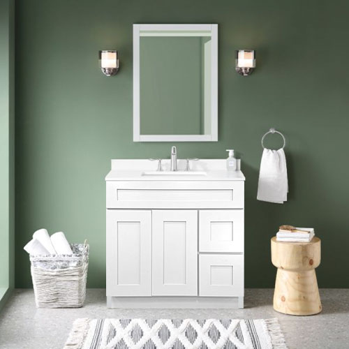 Prior Creek Kinzie 36" Shaker Vanity 36" Vanity KitchenCrest Cabinets White