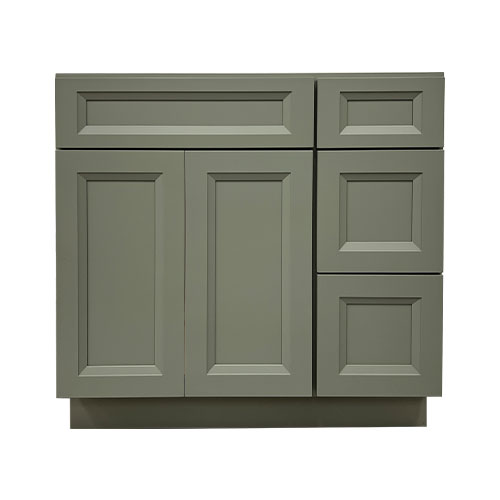 Prior Creek 36" Oxford Shaker Right Drawer Vanity in Sage Prior Creek