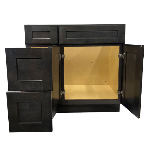 Prior Creek 36" Shaker Left Drawer Vanity in Cinder Prior Creek