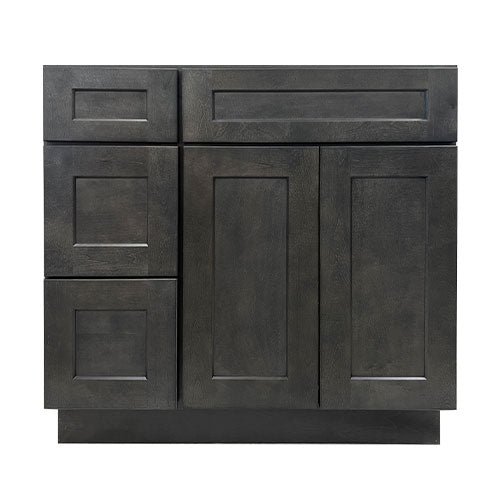 Prior Creek 36" Shaker Left Drawer Vanity in Cinder Prior Creek