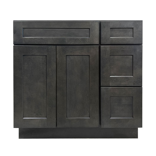 Prior Creek 36" Shaker Right Drawer Vanity in Cinder Prior Creek