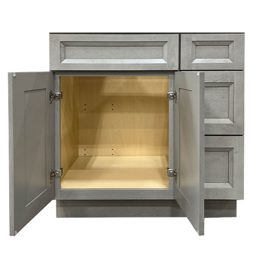 Prior Creek 36" Shaker Right Drawer Vanity in Mist Prior Creek