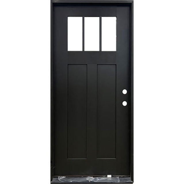 Craftsman 3 Lite SDL Fiberglass Door Collection Exterior Pre-Hung JIANGXI FANGDA TECH CO.,LTD 36 x 80 Black Single Pre-Hung / Right Hand Inswing