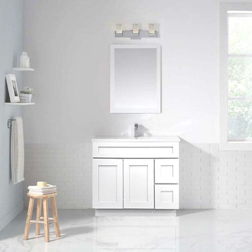 Prior Creek Kinzie 42" Shaker Vanity 42" Vanity KitchenCrest Cabinets White