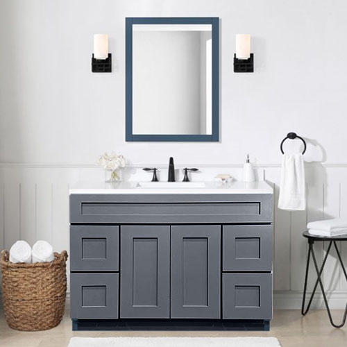 Prior Creek Kinzie 48" Shaker Vanity 48" Vanity KitchenCrest Cabinets Navy Blue