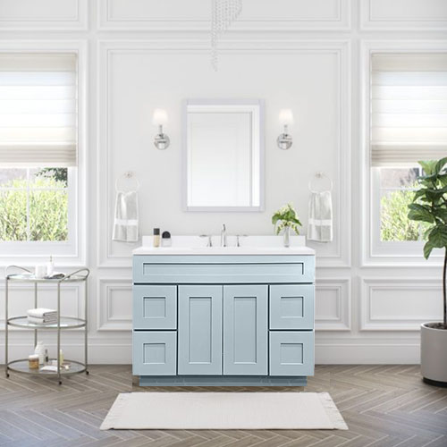 Prior Creek Kinzie 48" Shaker Vanity 48" Vanity KitchenCrest Cabinets Iceberg Grey