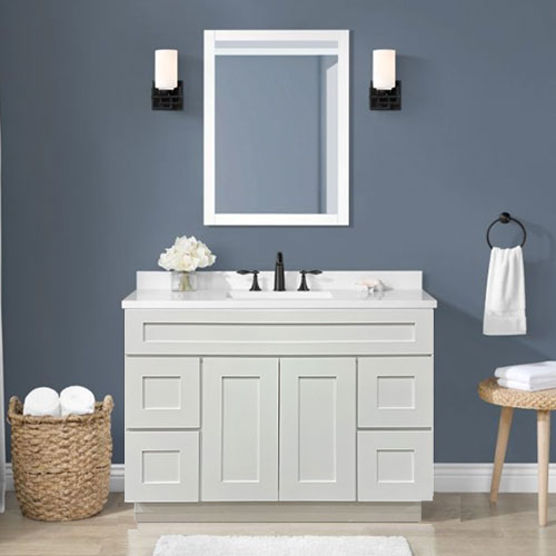 Prior Creek Kinzie 48" Shaker Vanity 48" Vanity KitchenCrest Cabinets White