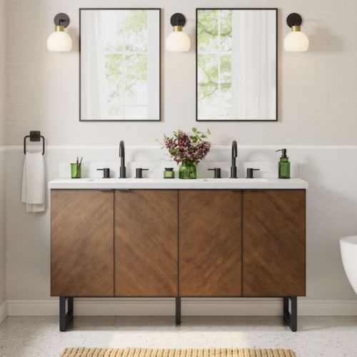 Destin 60″ Vanity in Cherry Finish Allen + Roth