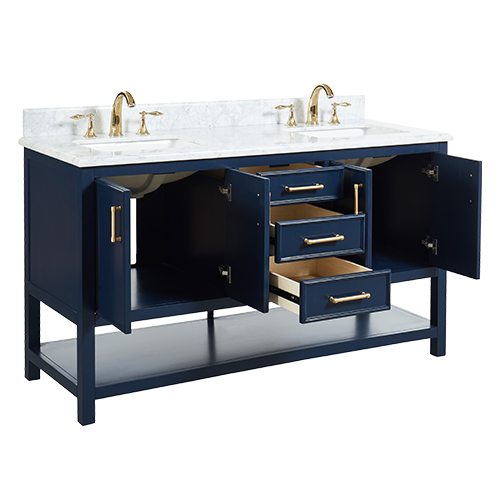 Bestview Manhattan 61″ Vanity in Navy Blue Builder Supply Outlet