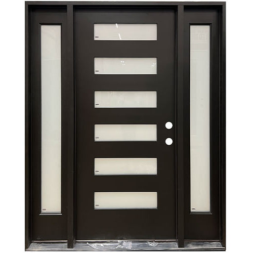 6 Lite Horizontal Fiberglass Door Collection Exterior Doors JIANGXI FANGDA TECH CO.,LTD 36 x 80 Black Single with 2 Sidelites / Left Hand Inswing