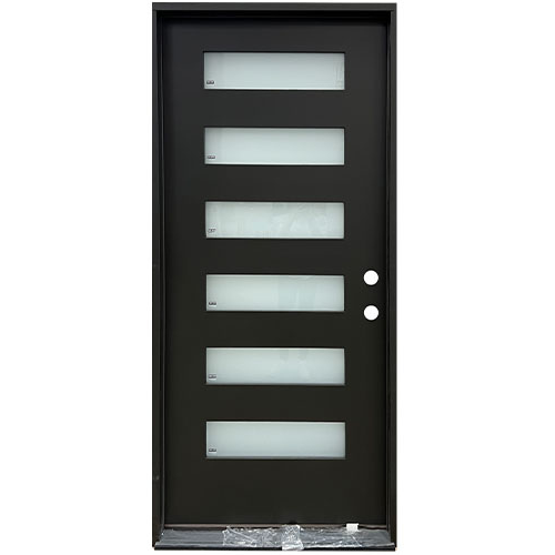 6 Lite Horizontal Fiberglass Door Collection Exterior Doors JIANGXI FANGDA TECH CO.,LTD 36 x 80 Black Single Pre-Hung / Left Hand Inswing
