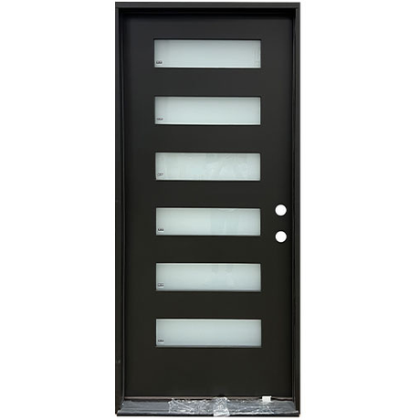 6 Lite Horizontal Fiberglass Door Collection Exterior Doors JIANGXI FANGDA TECH CO.,LTD 36 x 80 Black Single Pre-Hung / Left Hand Inswing