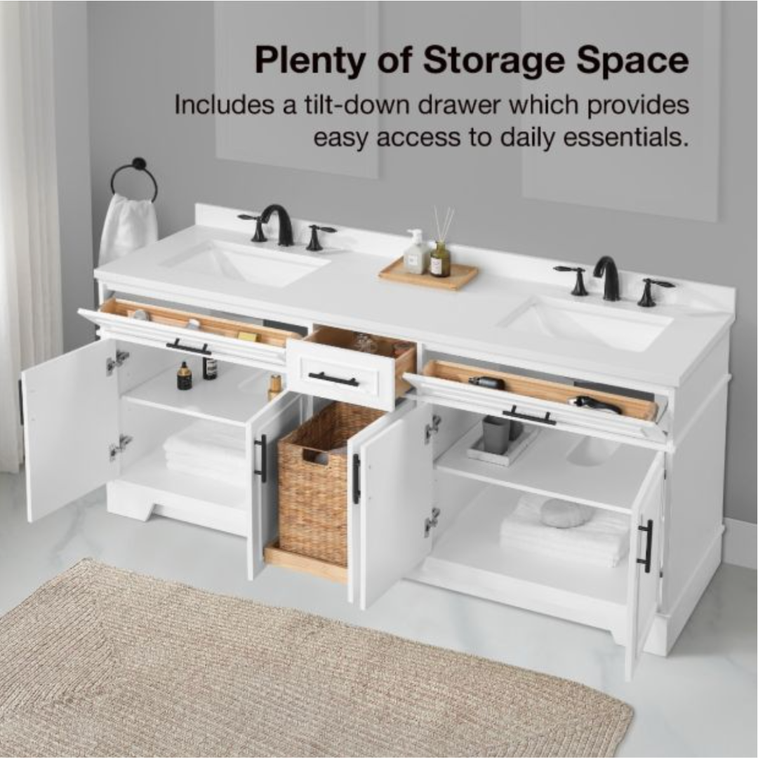 Emery 72" Vanity in White 72" Vanity Seaboard International Forest Products, LLC