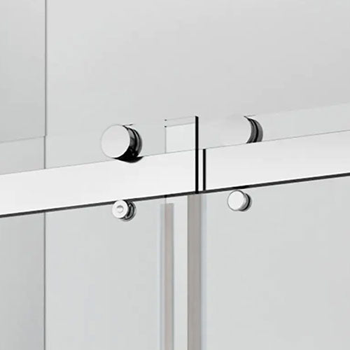 Prior Creek 48″ x 76″ Brushed Nickel Clear Glass Shower Door Shower Door Ningbo Waltmal Sanitary Wares Co., LTD