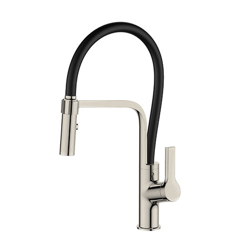 Prior Creek Cermak Single Handle Pull-down Kitchen Faucet in Brushed Nickel Kitchen Faucet Jiangmen Luxury Houseware Company Limited