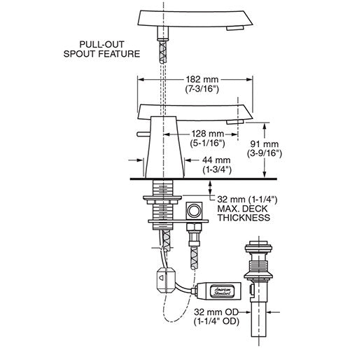 American Standard Green Tea 8" Widespread Pull-Out Bathroom Faucet in Chrome American Standard