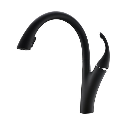 Prior Creek North Ave Single Handle Pull-down Kitchen Faucet in Matte Black Kitchen Faucet Jiangmen Luxury Houseware Company Limited