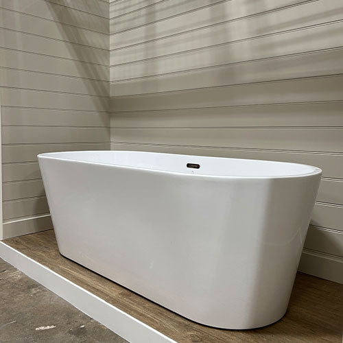 Prior Creek 67″ Large Oval Acrylic Freestanding Bathtub in White Freestanding Tub Ningbo Waltmal Sanitary Wares Co., LTD
