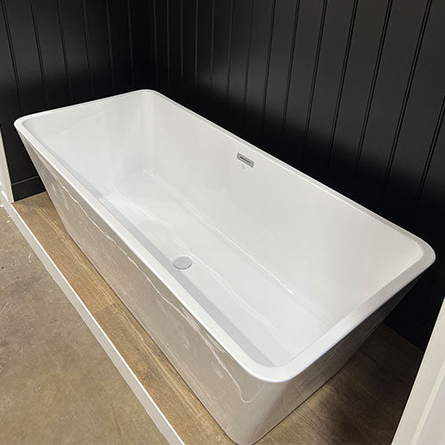 Prior Creek 67" Large Rectangular Acrylic Freestanding Bathtub in White Freestanding Tub Ningbo Waltmal Sanitary Wares Co., LTD