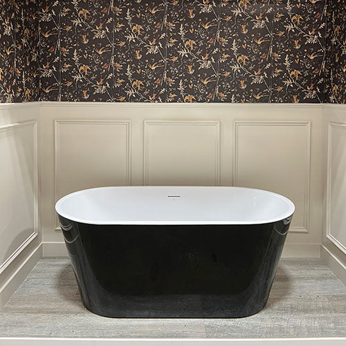 Prior Creek 59″ Small Oval Acrylic Freestanding Bathtub in Black Freestanding Tub Ningbo Waltmal Sanitary Wares Co., LTD