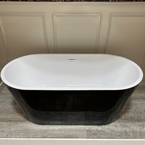 Prior Creek 59″ Small Oval Acrylic Freestanding Bathtub in Black Freestanding Tub Ningbo Waltmal Sanitary Wares Co., LTD
