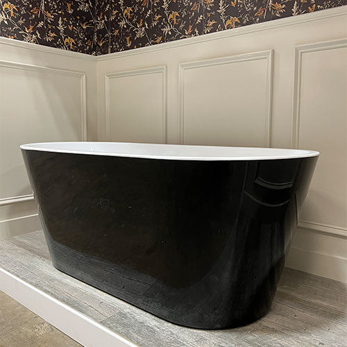 Prior Creek 59″ Small Oval Acrylic Freestanding Bathtub in Black Freestanding Tub Ningbo Waltmal Sanitary Wares Co., LTD