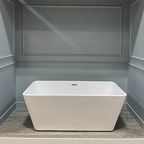 Prior Creek 59″ Small Rectangular Acrylic Freestanding Bathtub in White Freestanding Tub Ningbo Waltmal Sanitary Wares Co., LTD