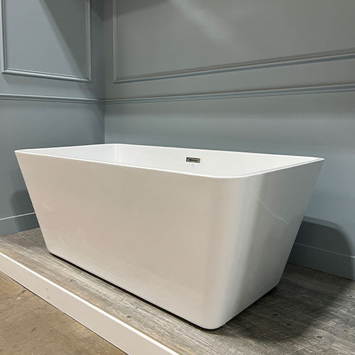 Prior Creek 59″ Small Rectangular Acrylic Freestanding Bathtub in White Freestanding Tub Ningbo Waltmal Sanitary Wares Co., LTD