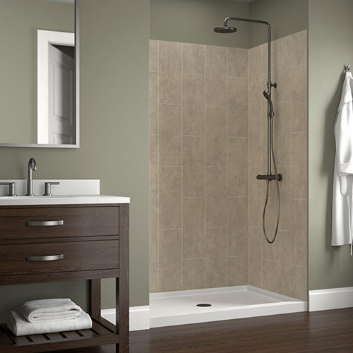 Craft + Main Jetcoat 5-Piece Easy-up Adhesive Alcove Shower Surround Craft + Main Shale