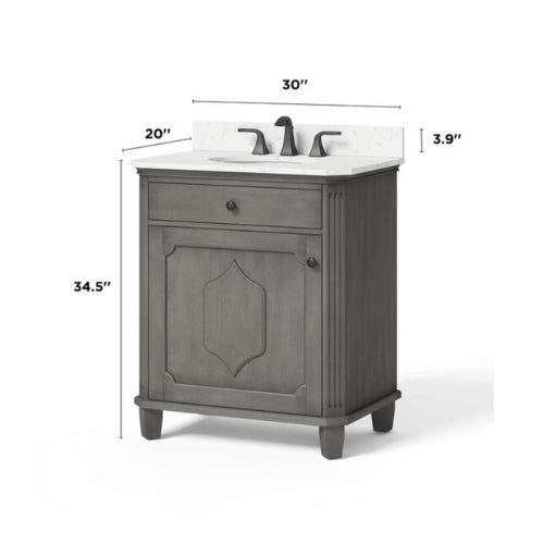 Whitney 30″ Vanity in Antique Grey