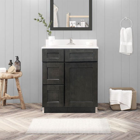 Prior Creek 30" Shaker Left Drawer Vanity in Cinder Prior Creek