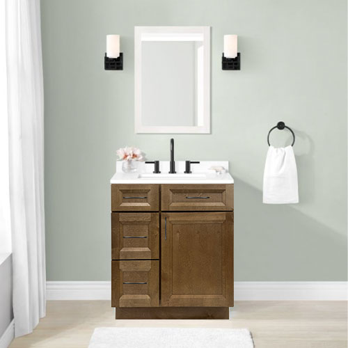 Prior Creek 30" Shaker Left Drawer Vanity in Toffee