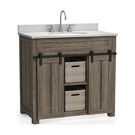 Bestview Barn Door 36″ Vanity in Brown Builder Supply Outlet