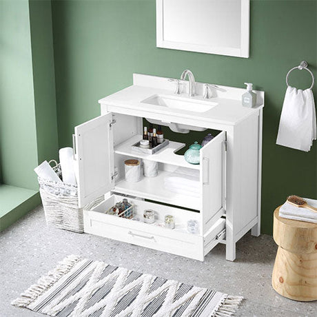 Kansas 36" Vanity In White 36" Vanity Seaboard International Forest Products, LLC