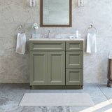 Prior Creek 36" Oxford Shaker Right Drawer Vanity in Sage
