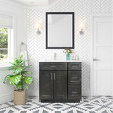 Prior Creek 36" Shaker Right Drawer Vanity in Cinder Prior Creek