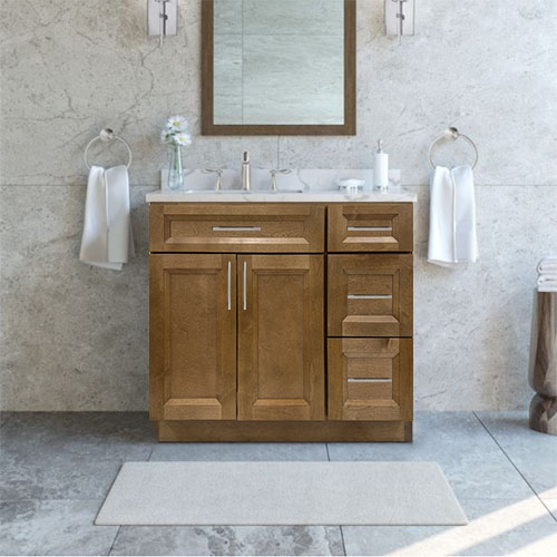 Prior Creek 36" Shaker Right Drawer Vanity in Toffee Prior Creek