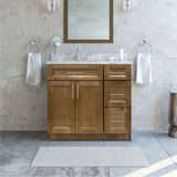 Prior Creek 36" Shaker Right Drawer Vanity in Toffee Prior Creek
