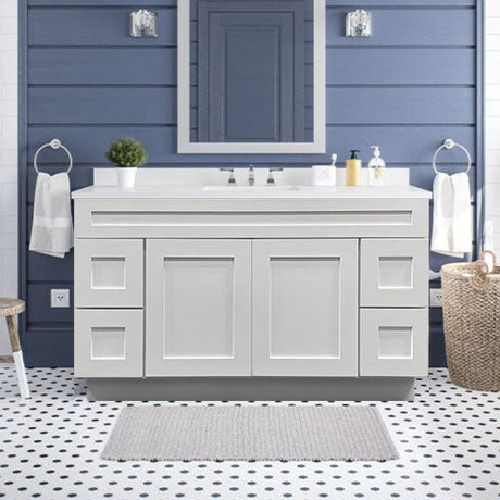 Prior Creek Kinzie 60" Shaker Vanity 60" Vanity KitchenCrest Cabinets White
