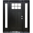 Craftsman 6 Lite Fiberglass Door Collection Exterior Doors JIANGXI FANGDA TECH CO.,LTD 36 x 80 Black Single with 2 Sidelites / Left Hand Inswing