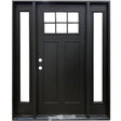 Craftsman 6 Lite Fiberglass Door Collection Exterior Doors JIANGXI FANGDA TECH CO.,LTD 36 x 80 Black Single with 2 Sidelites / Right Hand Inswing