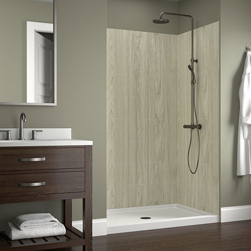 Craft + Main Jetcoat 5-Piece Easy-up Adhesive Alcove Shower Surround in White Subway Mosaic