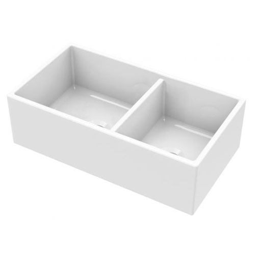 33" Fireclay Farm Double Bowl 60/40 Split Sink