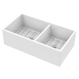 33" Fireclay Farm Double Bowl 60/40 Split Sink